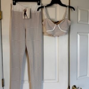 Brand New Naked Wardrobe Netted White Leggings  with top Two Piece